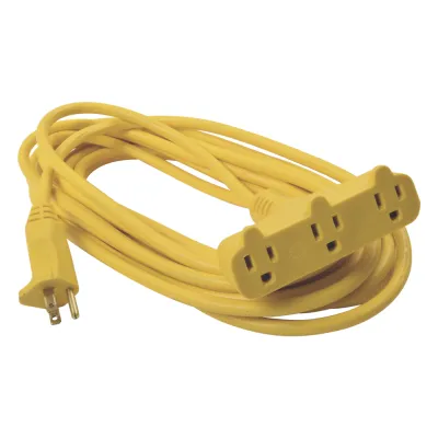 Extensión Eléctrica Tipo Abanico Uso Rudo 8 metros/ 127 V CA - 10 A Máximo / Color Amarilla.