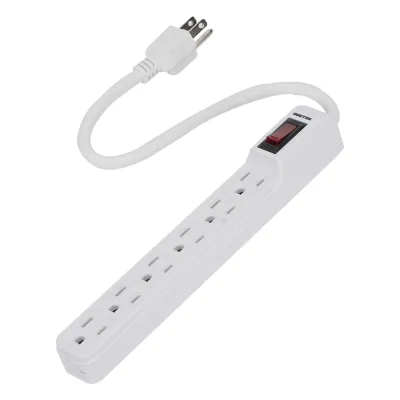 Multicontacto con cable 30 cm. 6 tomas 127 Vca línea, tierra, neutro 15 A max.