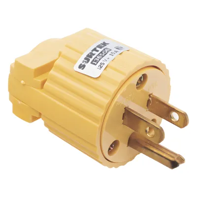 Clavija con Abrazadera Plástica Aterrizada / 127 V CA 15 A Max. / Fabricada en Plastico ABS.