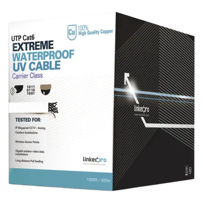 Bobina de Cable UTP Cat6 para Exterior en Color Blanco / 305 Metros (1000 Pies) / Certificada UL / Sin Blindaje