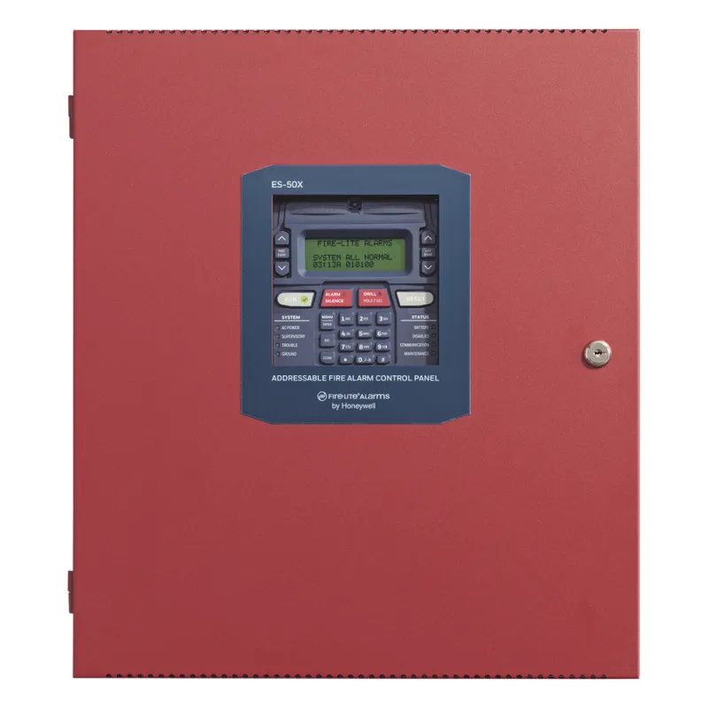 Panel de detección de incendio direccionable inteligente con comunicador dual POTS/IP preinstalado, 50 dispositivos en un lazo SLC, 2 NAC Clase A/B, programación por USB
