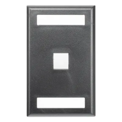 Placa de Pared NetKey Vertical, Salida Para 1 Puerto Keystone, Con Espacios Para Etiquetas, Color Negro