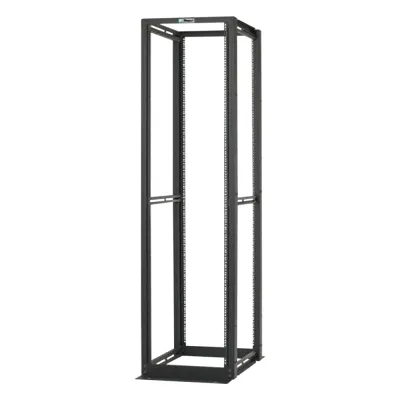 Rack de Cuatro Postes Estándar de 19", Rieles Numerados y Roscados #12-24, Profundidad Máxima de 30 in, 45 Unidades de Rack, Color Negro