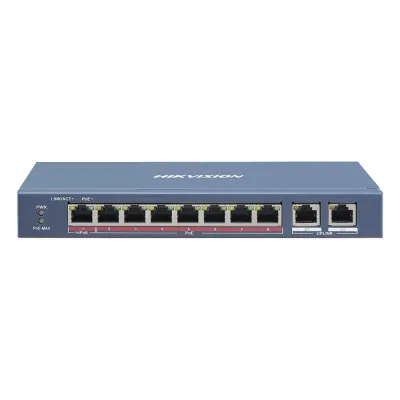 Switch PoE+ / No Administrable / 7 Puertos 10/100 Mbps 802.3 af/at (30 W) / 1 Puerto 10/100 Mbps Hi-PoE (90 W) / 2 Puertos 1000 Mbps Uplink / Modo Extendido hasta 300 Metros / 110 Watts