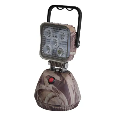 Luz de Trabajo Recargable de 5 LED, 650 Lumenes, Color Beige Camuflaje, Base Magnetica