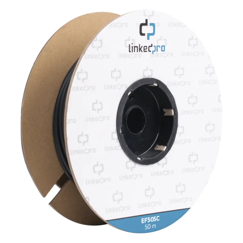 Carrete de Fibra Óptica Monomodo con Conectores SC-SC Duplex, Reforzada con Kevlar, de 50 Metros (164.04 Pies), Para Instalaciones Subterráneas por Tubería