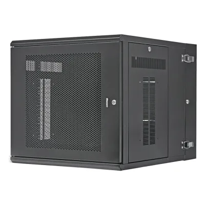 Gabinete PanZone de Montaje en Pared, de 19in, Puerta Perforada, 12 UR, 762mm de Profundidad, Color Negro