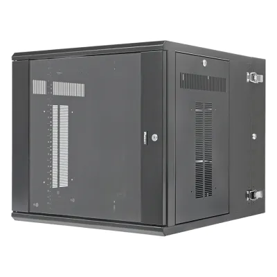 Gabinete PanZone de Montaje en Pared, de 19in, Puerta con Ventana de Seguridad, 12 UR, 762mm de Profundidad, Color Negro