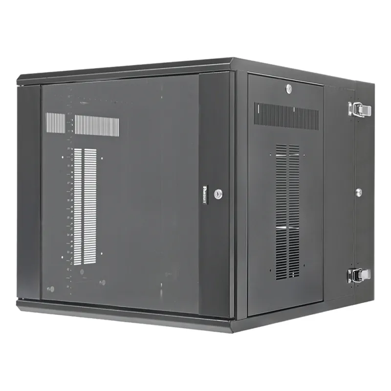 Gabinete PanZone de Montaje en Pared, de 19in, Puerta con Ventana de Seguridad, 12 UR, 762mm de Profundidad, Color Negro