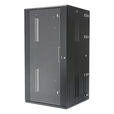 Gabinete PanZone de Montaje en Pared, de 19in, Puerta con Ventana de Seguridad, 26 UR, 635mm de Profundidad, Color Negro
