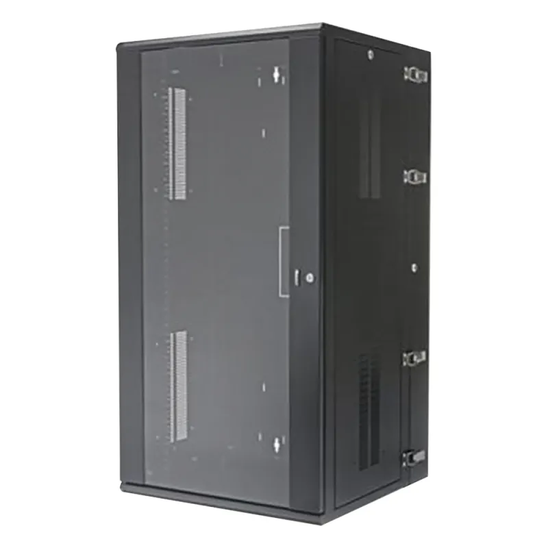 Gabinete PanZone de Montaje en Pared, de 19in, Puerta con Ventana de Seguridad, 26 UR, 635mm de Profundidad, Color Negro
