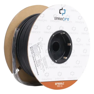 Carrete de Fibra Óptica Monomodo con Conectores LC-LC Duplex, Reforzada con Kevlar, de 100 Metros (328.08 Pies), Para Instalaciones Subterráneas por Tubería