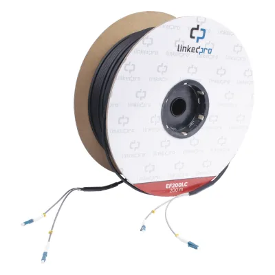 Carrete de Fibra Óptica Monomodo con Conectores LC-LC Duplex, Reforzada con Kevlar, de 200 Metros (656.17 Pies), Para Instalaciones Subterráneas por Tubería