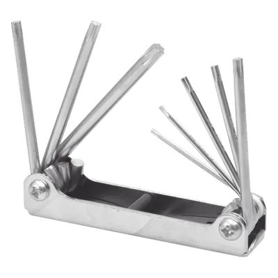Juego de 8 llaves hexagonales Torx® tipo navaja, estuche metálico.