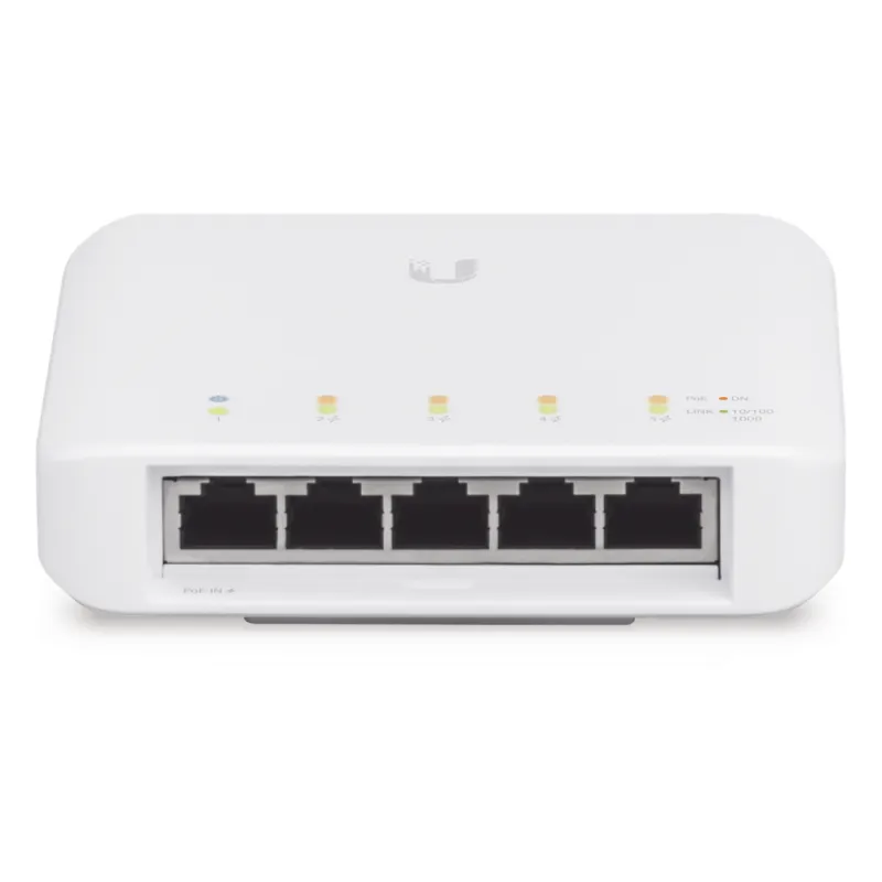 Switch UniFi FLEX de 5 puertos para semi-exterior IP55 (1 x PoE de entrada 802.3af/at/bt y 4 puertos PoE de salida 802.3af)