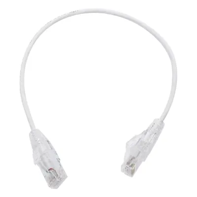 Cable de Parcheo Slim UTP Cat6 - 30 cm (11.81 Pulgadas) Blanco, Diámetro Reducido (28 AWG)