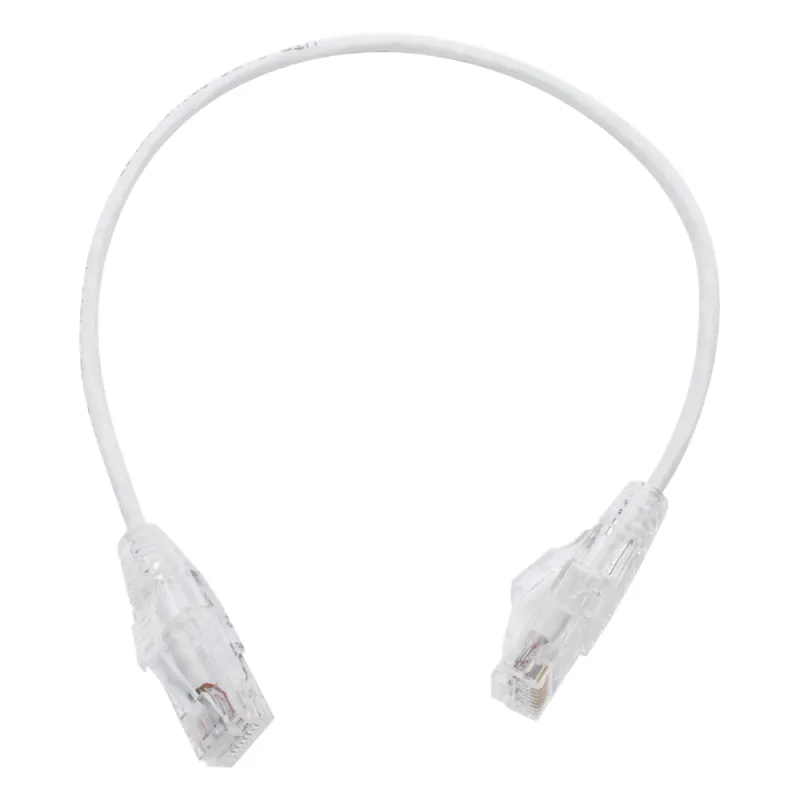 Cable de Parcheo Slim UTP Cat6 - 30 cm (11.81 Pulgadas) Blanco, Diámetro Reducido (28 AWG)