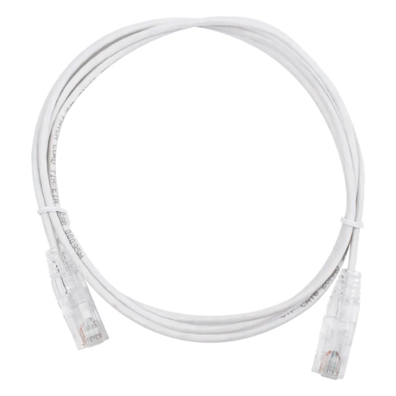 Cable de Parcheo Slim UTP Cat6 - 1.5 Metros (4.92 Pies) Blanco Diámetro Reducido (28 AWG)