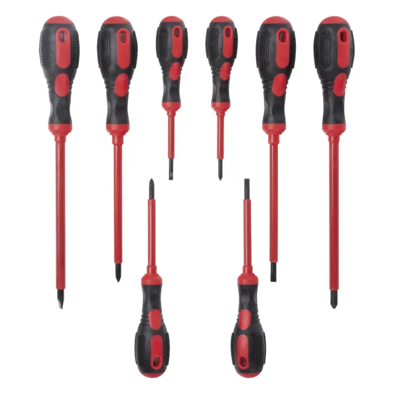 Juego de 8 Desarmadores con Aislante para Electricistas.
