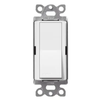 Interruptor de pared unipolar tipo paleta de 15 A, 120/277 V, para conmutación de iluminación y cargas de motor, línea Satin Colors en acabado Snow satinado