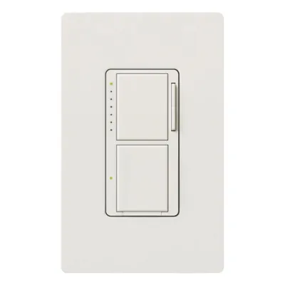 Atenuador e interruptor doble Maestro en un solo espacio de pared, canal atenuador de 300 W incandescente/halógeno y canal interruptor de 2.5 A para luz o ventilador, 120 V