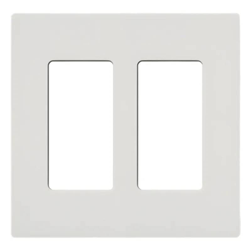 Placa de pared de 2 espacios sin tornillos visibles en acabado Snow satinado, compatible con atenuadores e interruptores Lutron Maestro, Diva, Claro y controles Pico
