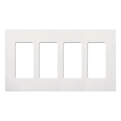 Placa de pared de 4 espacios sin tornillos, acabado satinado color Snow, para atenuadores e interruptores Maestro, Diva, Skylark y controles Pico