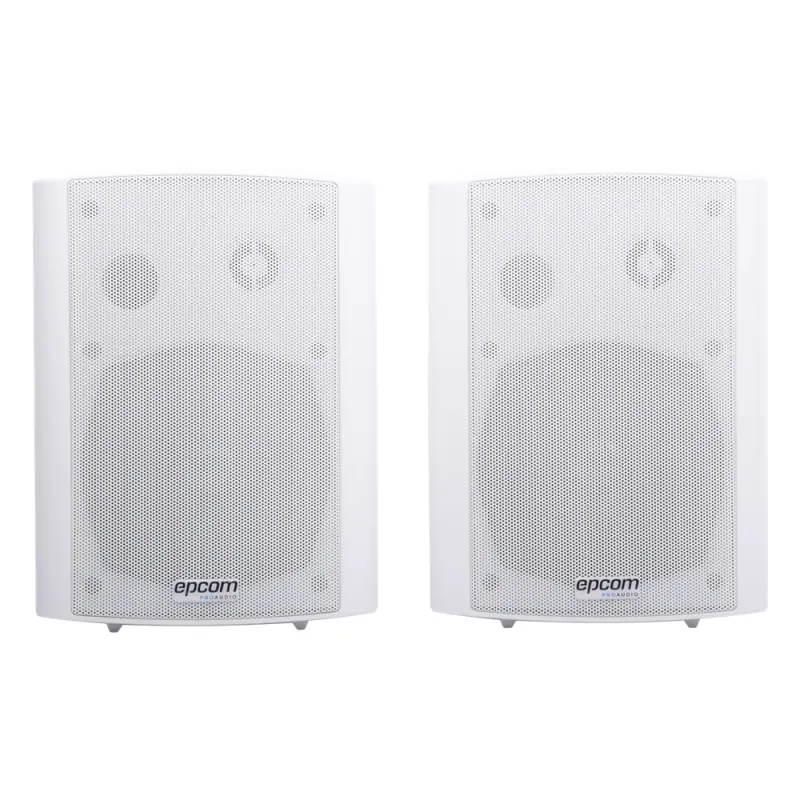 Altavoces Amplificada de Montaje en Pared 5"+1.5" | RMS 20W@8ohms y Pasivo 20W | Material ABS | Reja Metálica | Bracket de Metal | Color Blanco