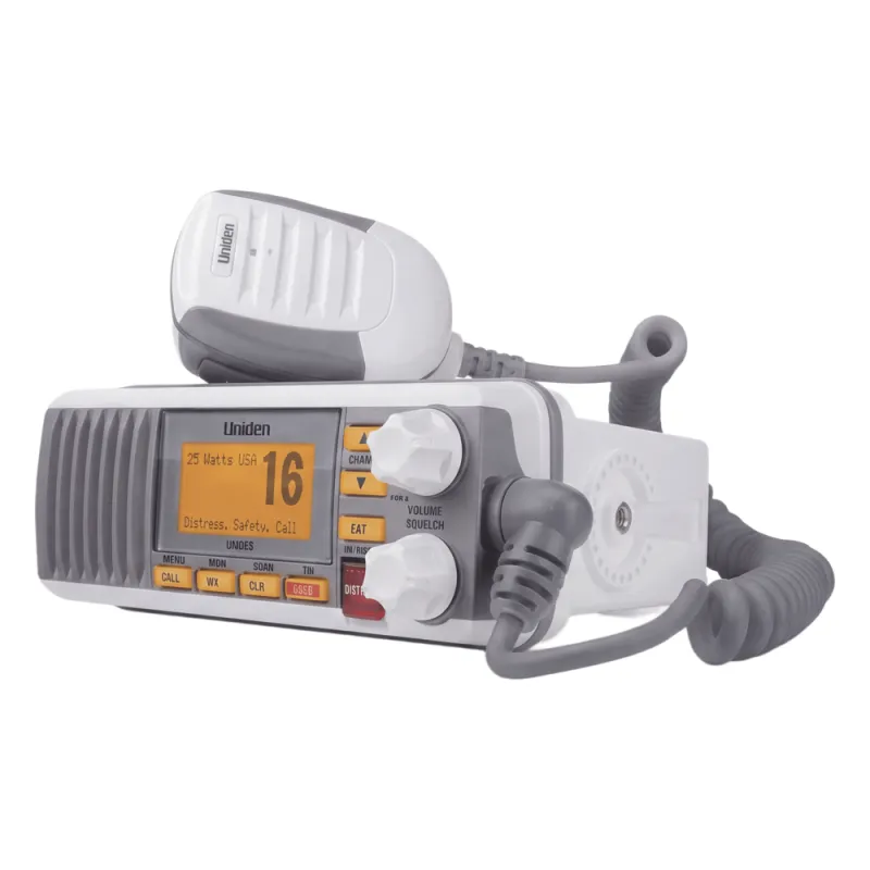 Radio Móvil Marino VHF / 25W / IPX4 / DSC Clase D con GPS / Pantalla LCD / Blanco