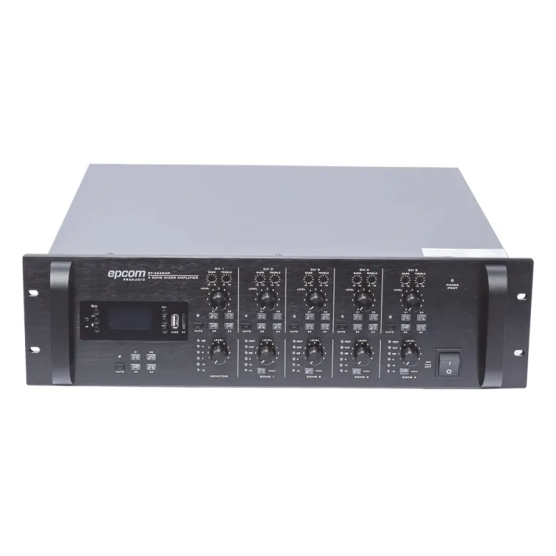 Mezclador Amplificador de Audio - 4 zonas de 240W RMS Hasta 960W | 4 Canales | 5 Entradas | MP3 Tuner USB/SD | 1 Entrada de Micrófono