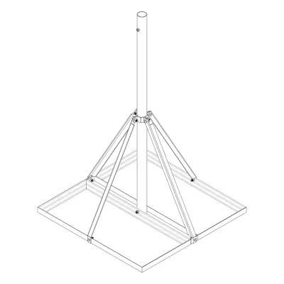 Base No Penetrante Base de 0.9 x 0.9 m con Mástil de 1.5 m x 2" diam. Ced.30 para Instalación de Antenas (HOT-DIP).
