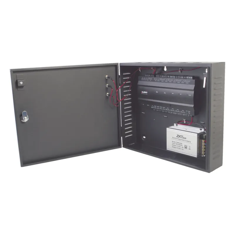 Controlador de Acceso 4 Puertas / 3,000 Huellas 30,000 Tarjetas / TCP/IP / Gabinete Metálico y Fuente 12V 5A