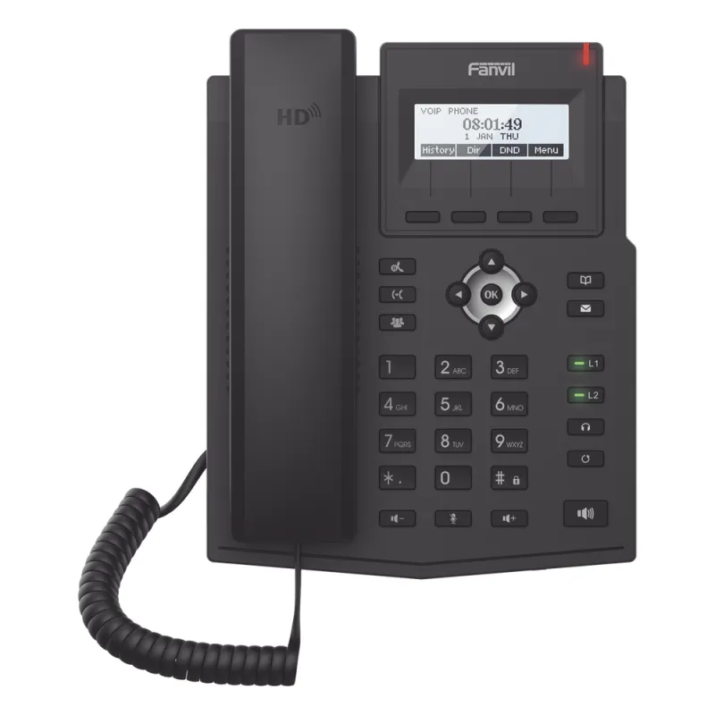 Teléfono IP / 2 Líneas SIP / Pantalla LCD 128x48 / Audio HD G.722 y Opus / Conferencia 3 Vías / PoE 802.3af / OpenVPN / Soporte EHS