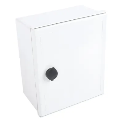Gabinete de Poliéster IP65 Uso en Intemperie (250 x 300 x 140 mm) con Placa Trasera Interior de Plástico (Incluye Chapa y Llave).