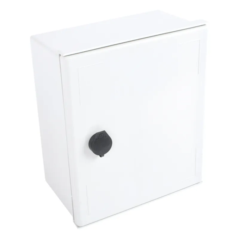 Gabinete de Poliéster IP65 Uso en Intemperie (250 x 300 x 140 mm) con Placa Trasera Interior de Plástico (Incluye Chapa y Llave).