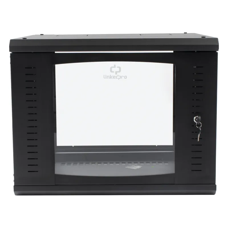 Gabinete Abatible de Pared (Con Marco Trasero) con Rack 19" de 9 Unidades. Ventana de Cristal Templado.