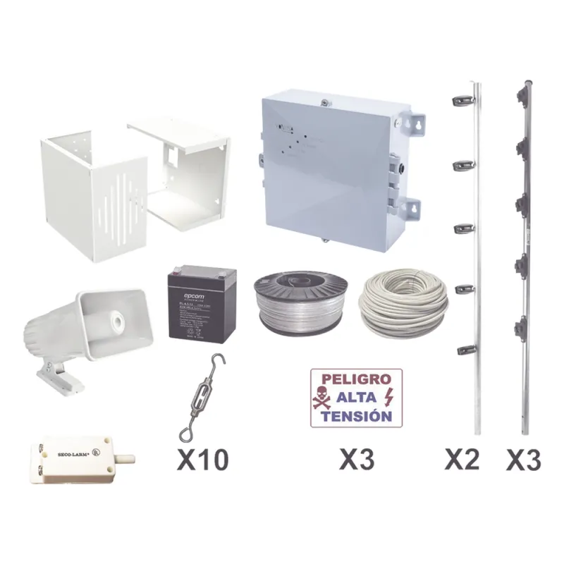 KIT ESENCIAL PARA 25Mts PERIMETRALES DE CERCO ELÉCTRICO PARA PROTECCIÓN DE ROBOS EN CASAS, NEGOCIOS, BODEGAS,ETC.