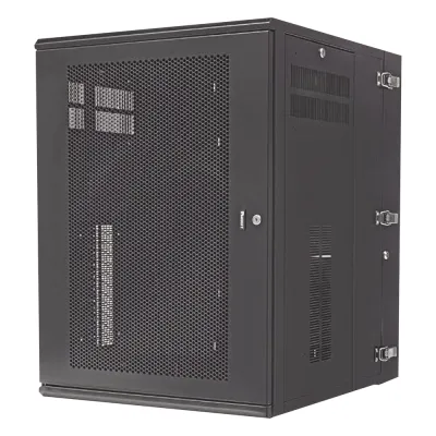 Gabinete PanZone de Montaje en Pared, de 19in, Puerta Ventilada, 18 UR, 762mm de Profundidad, Color Negro