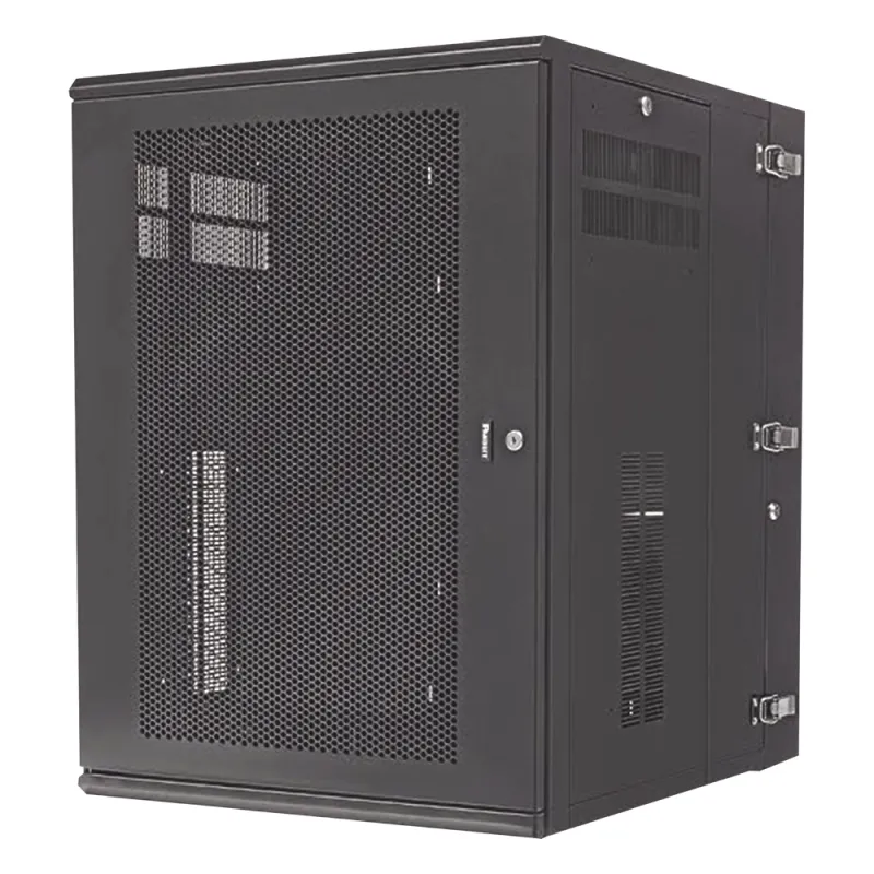 Gabinete PanZone de Montaje en Pared, de 19in, Puerta Ventilada, 18 UR, 762mm de Profundidad, Color Negro