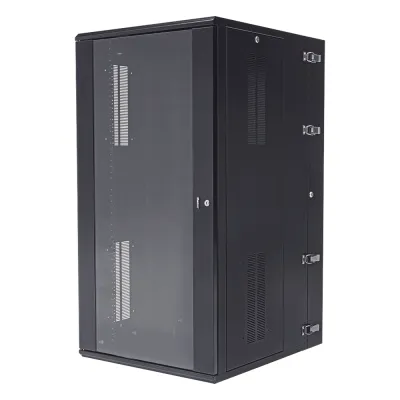 Gabinete PanZone de Montaje en Pared, de 19in, Puerta con Ventana de Seguridad, 26 UR, 762mm de Profundidad, Color Negro