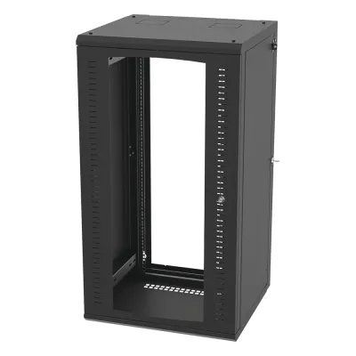 Gabinete Abatible de Pared (Con Marco Trasero) con Rack 19" de 24 Unidades. Ventana de Cristal Templado.
