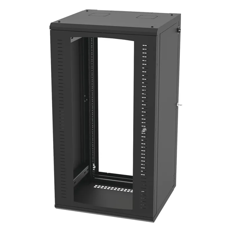 Gabinete Abatible de Pared (Con Marco Trasero) con Rack 19" de 24 Unidades. Ventana de Cristal Templado.