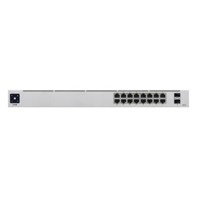UniFi Switch USW-16-POE Gen2, Capa 2 de 16 puertos (8 puertos PoE 802.3af/at + 8 puertos Gigabit) + 2 puertos 1G SFP, 42W, pantalla informativa