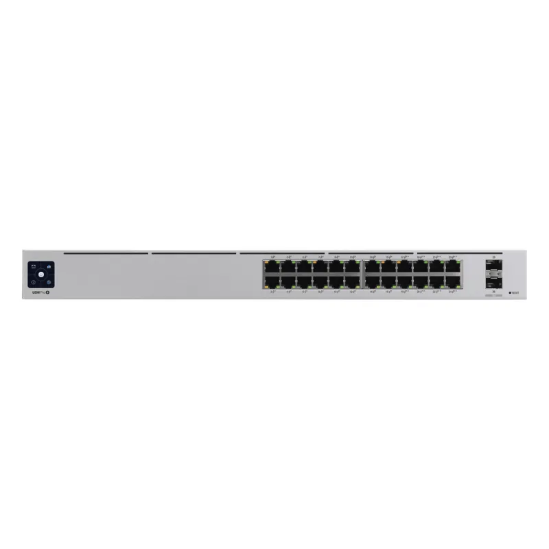 UniFi Switch USW-Pro-24-POE Gen2, con funciones capa 3, de 24 puertos PoE 802.3at/bt + 2 puertos 1/10G SFP+, 400W, pantalla informativa