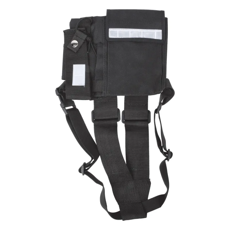 Pechera Universal sin logo con soporte para radio y bolígrafo más bolsa con cinta adherente para su seguridad.