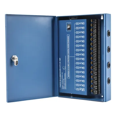 Fuente de Poder Profesional HEAVY DUTY @ 20 Amperes / Compatible con cámaras 4K / 16 Canales / Hasta 1.25A por Salida / Ajuste Independiente de 11 a 15 Vcc por Salida / Protección Contra Sobrecargas / Filtro de Ruido Especial para Cám
