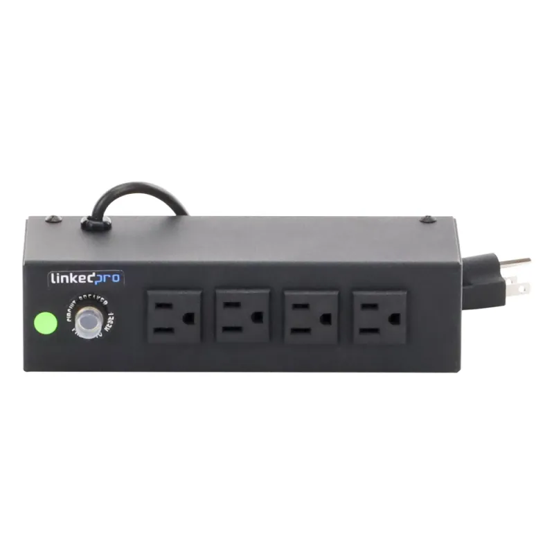 Tomacorriente de 4 Contactos (NEMA 5-15R) Voltaje Entrada/Salida: 120Vca/10A Max. Opción de Instalación en Escritorio o Pared