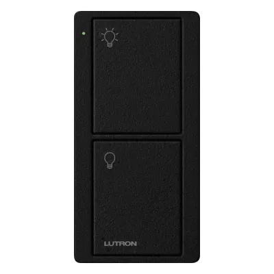 Control Pico inalámbrico de 2 botones para encender y apagar iluminación en sistemas Lutron como Caseta Wireless y RadioRA 2, color Midnight satinado