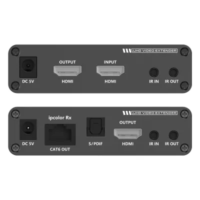 Kit Extensor HDMI hasta 700 metros con Conexión en Cascada / 4K @ 60 Hz/ 70 metros PTP con Cat 6, 6a y 7 / IPCOLOR / CERO LATENCIA / SIN COMPRIMIR / Salida Loop / IR bidireccional / Puerto S/PDIF / Soporta ARC / Soporta 10 TT-676-Rx.