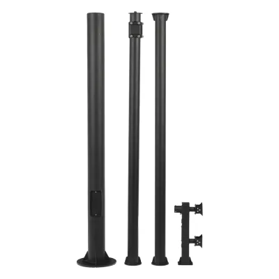 Poste Seccionado de 6 Metros / Tubos Mas Gruesos / Especializado para la Instalación de Videovigilancia / Incluye Base de Cimentación y Brazo para Cámara PTZ / Color Negro